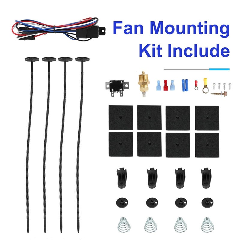 BETTERCLOUD Universal 10-Inch Slim Electric Radiator Cooling Fan Kit – 12V 80W Push/Pull with Thermostat, Relay, Wiring Harness & Mounting Kit, Universal Fit – Black - Image 5